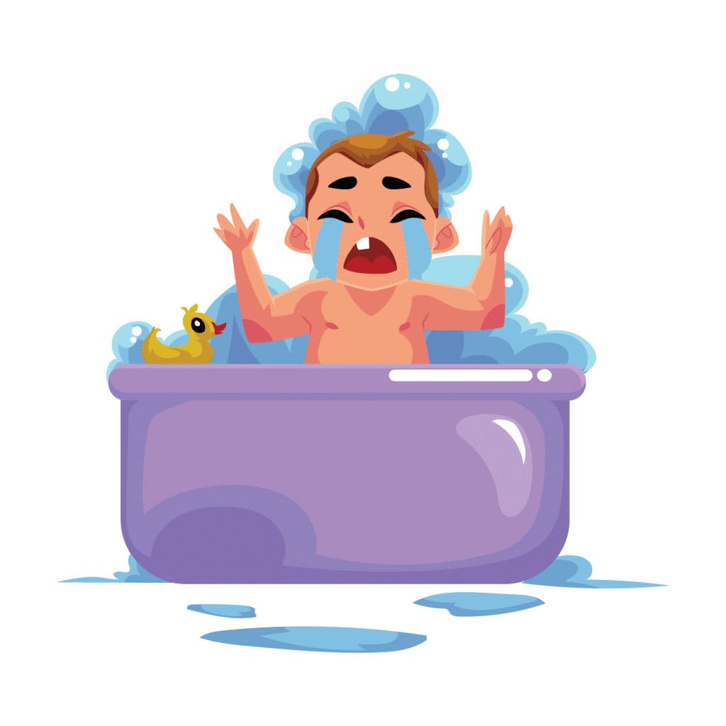 bébé pleure bain illustration-min