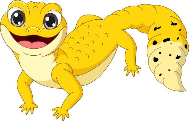 cartoon-cute-yellow-gecko-on-white-background-free-vector-min