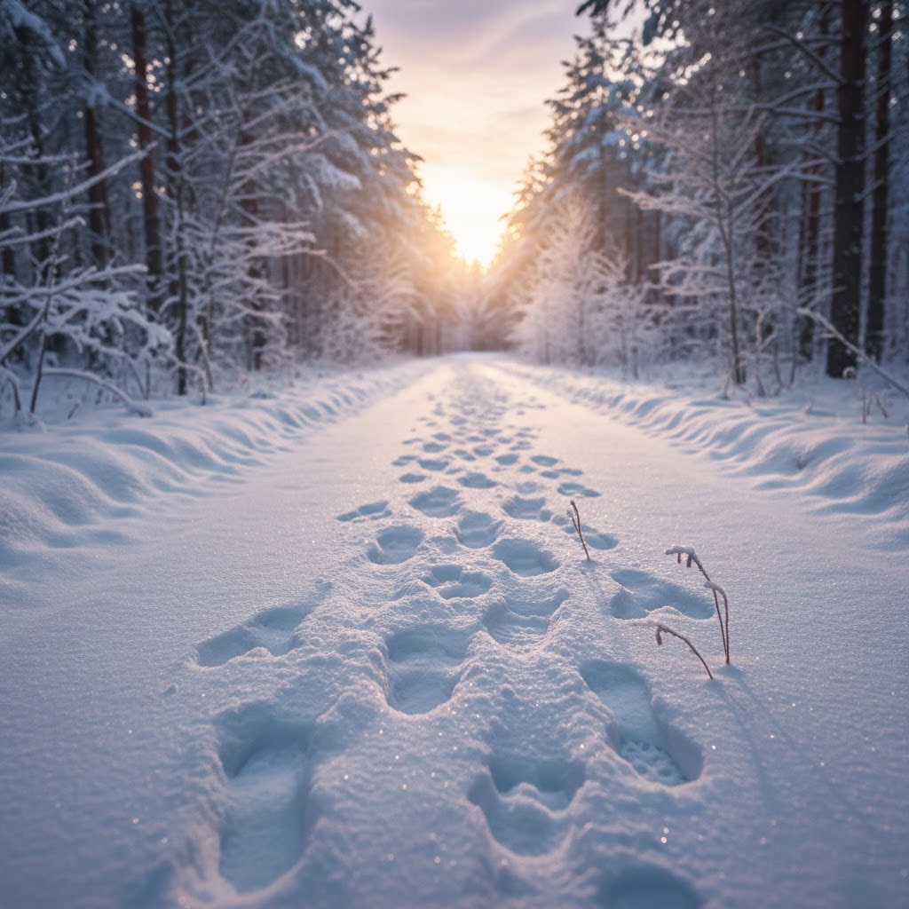 trace des pieds dans les neiges-min