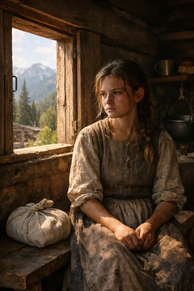 fille cabine de bois
