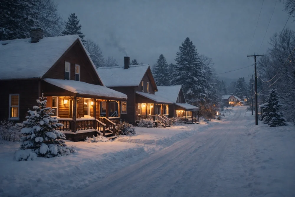 Scène hivernale tranquille au crépuscule