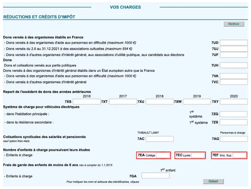 les cases 7EA, 7EC et 7EF