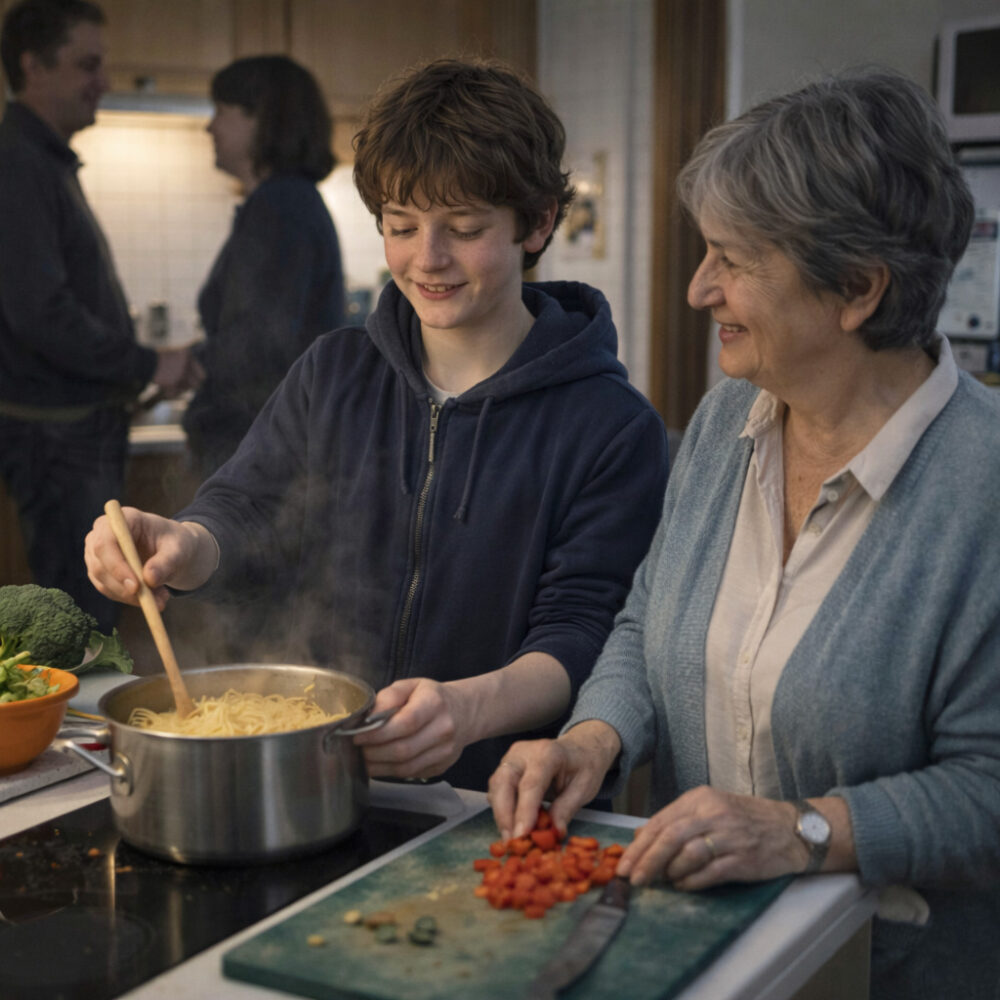 enfant prepare a manger