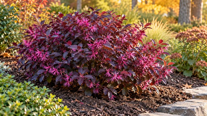 Loropétale de Chine planté en septembre, arbuste décoratif au feuillage pourpre