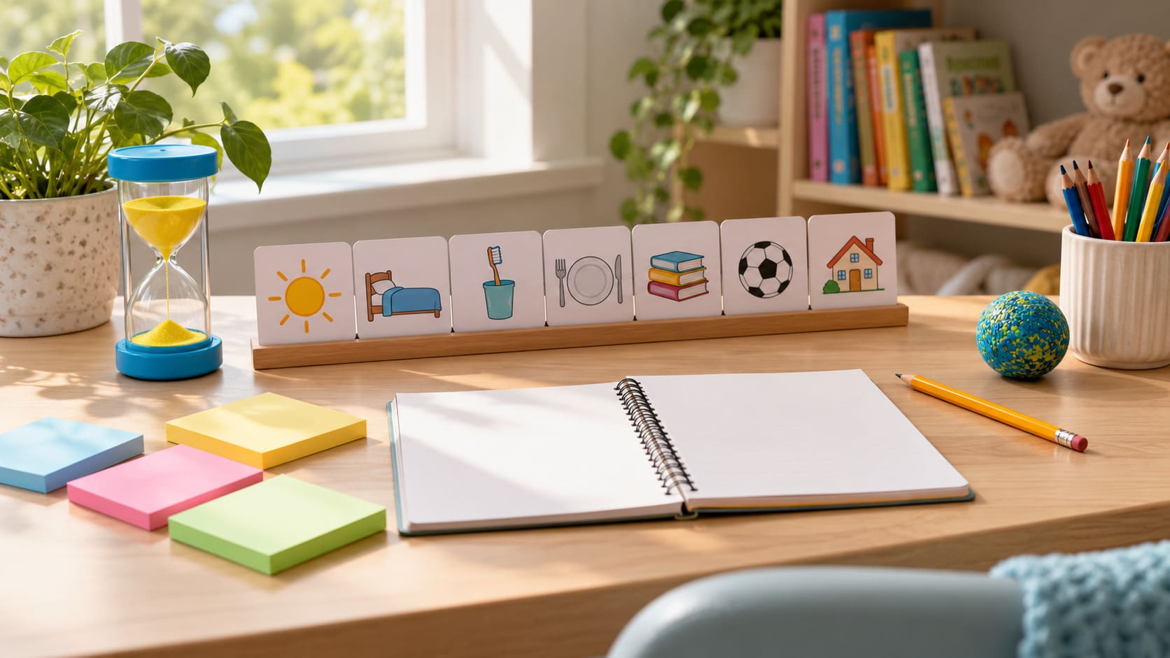 Bureau d’enfant organisé et lumineux-min