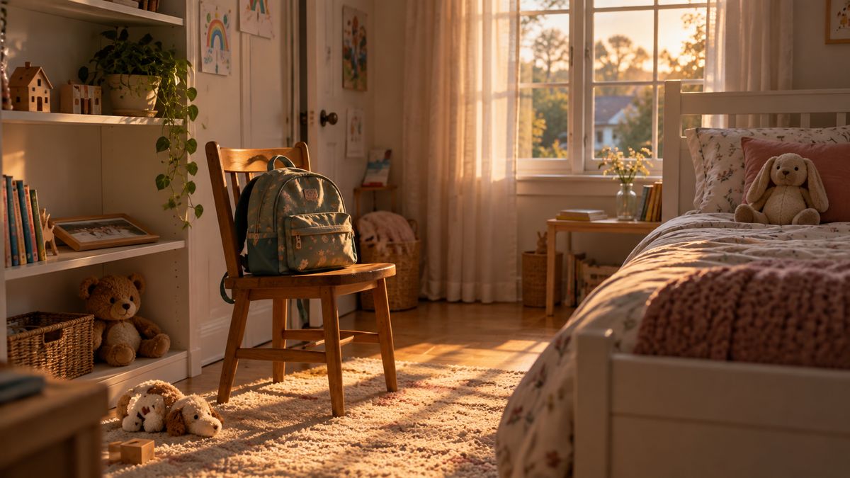 Aliénation parentale après un divorce : une chambre d'enfant calme avec un cartable sur une chaise