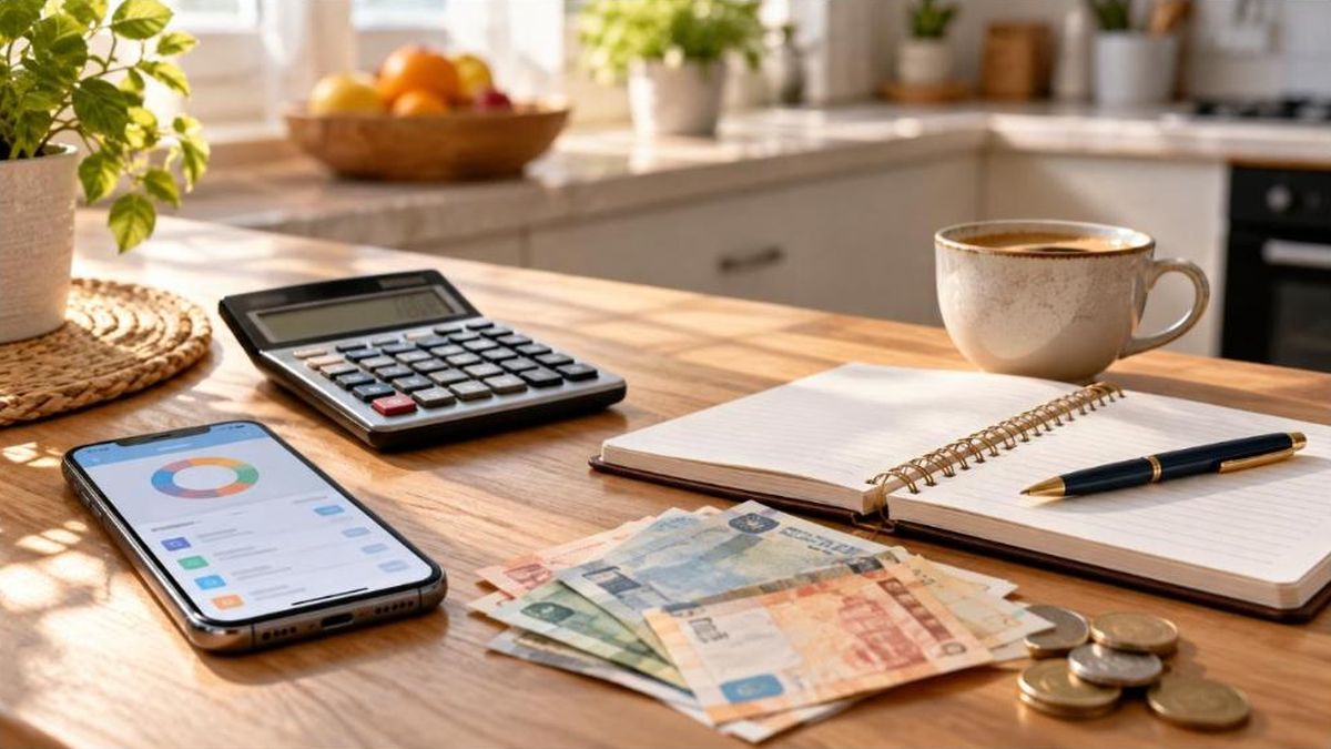 Vérifier son versement CAF : smartphone, calculatrice, carnet et billets sur un bureau