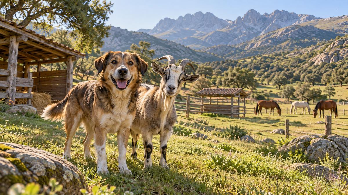Refuge animalier dans la Sierra de Gredos en Espagne, animaux recueillis au grand air