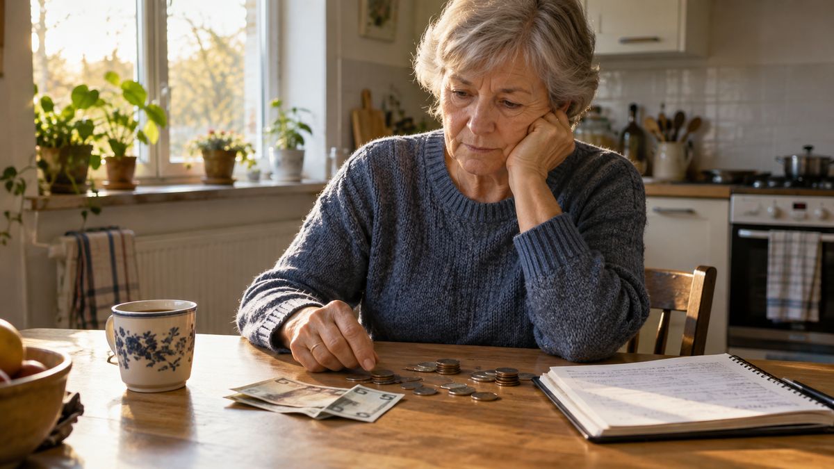 Retraitée comptant son budget serré avec une petite retraite